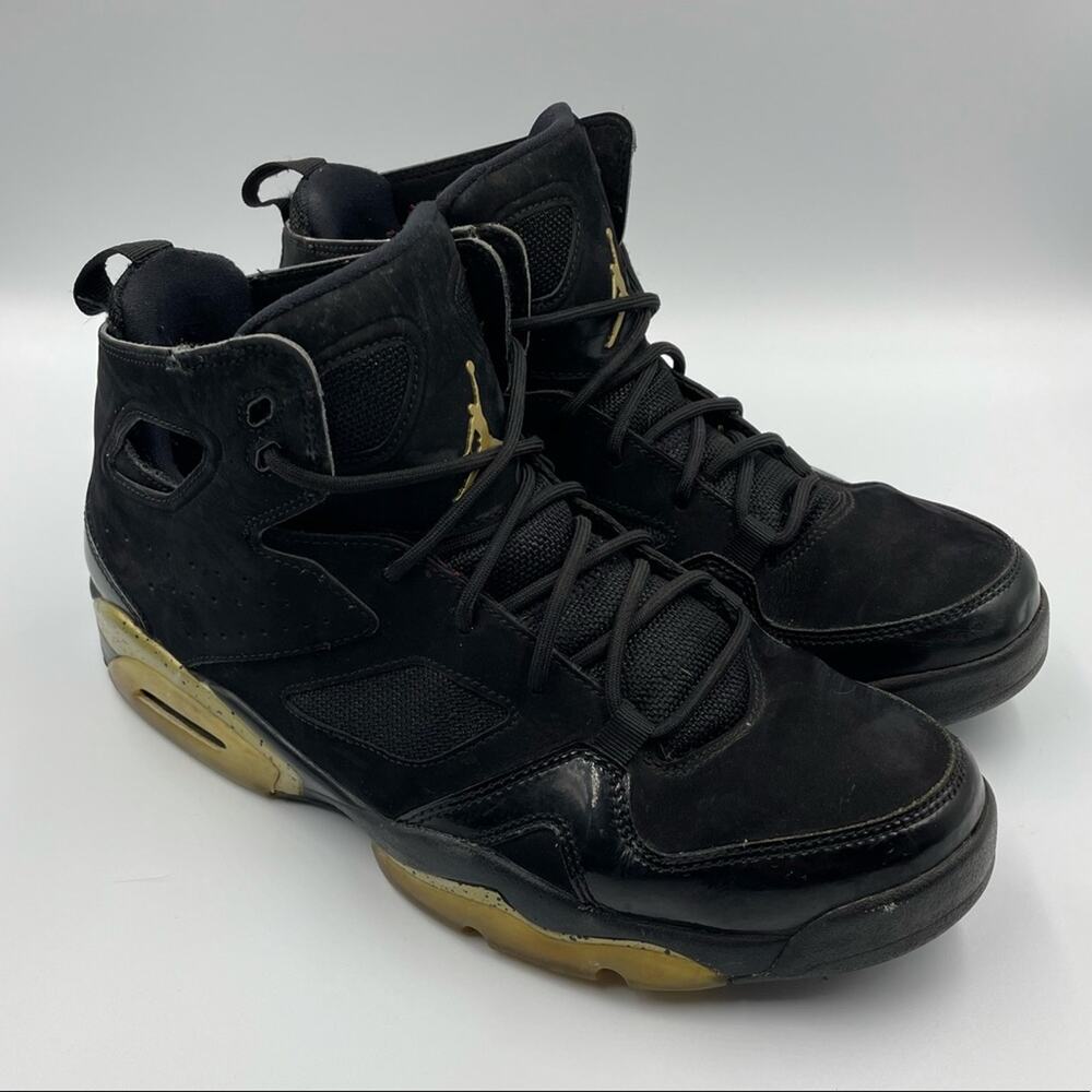 Jordan Flight Club '91 Black Gold Basketball Shoes 555475-031 Men’s sz‎ 8.5